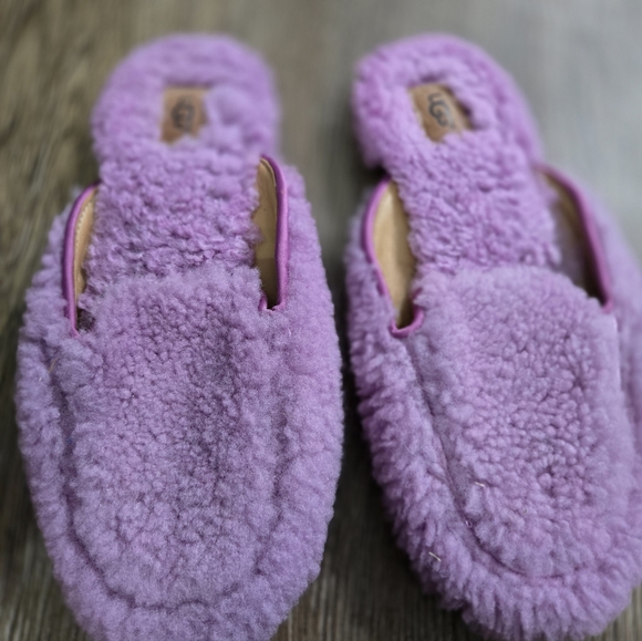 UGG Shoes - UGG Purple and Tan Fuzzy Slippers
